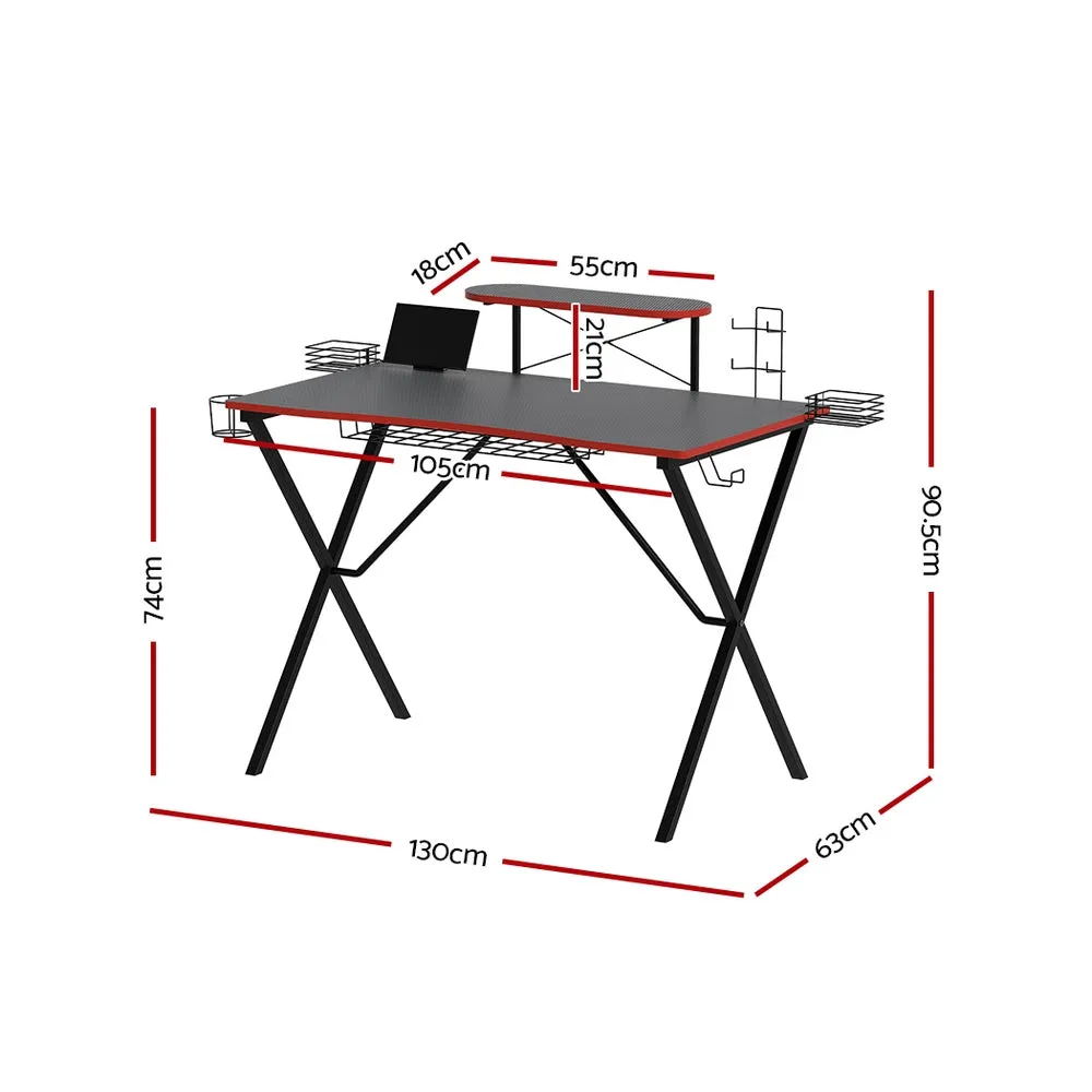 Carbon Steel Gaming Desk with Storage Hooks, 105CM - Artiss