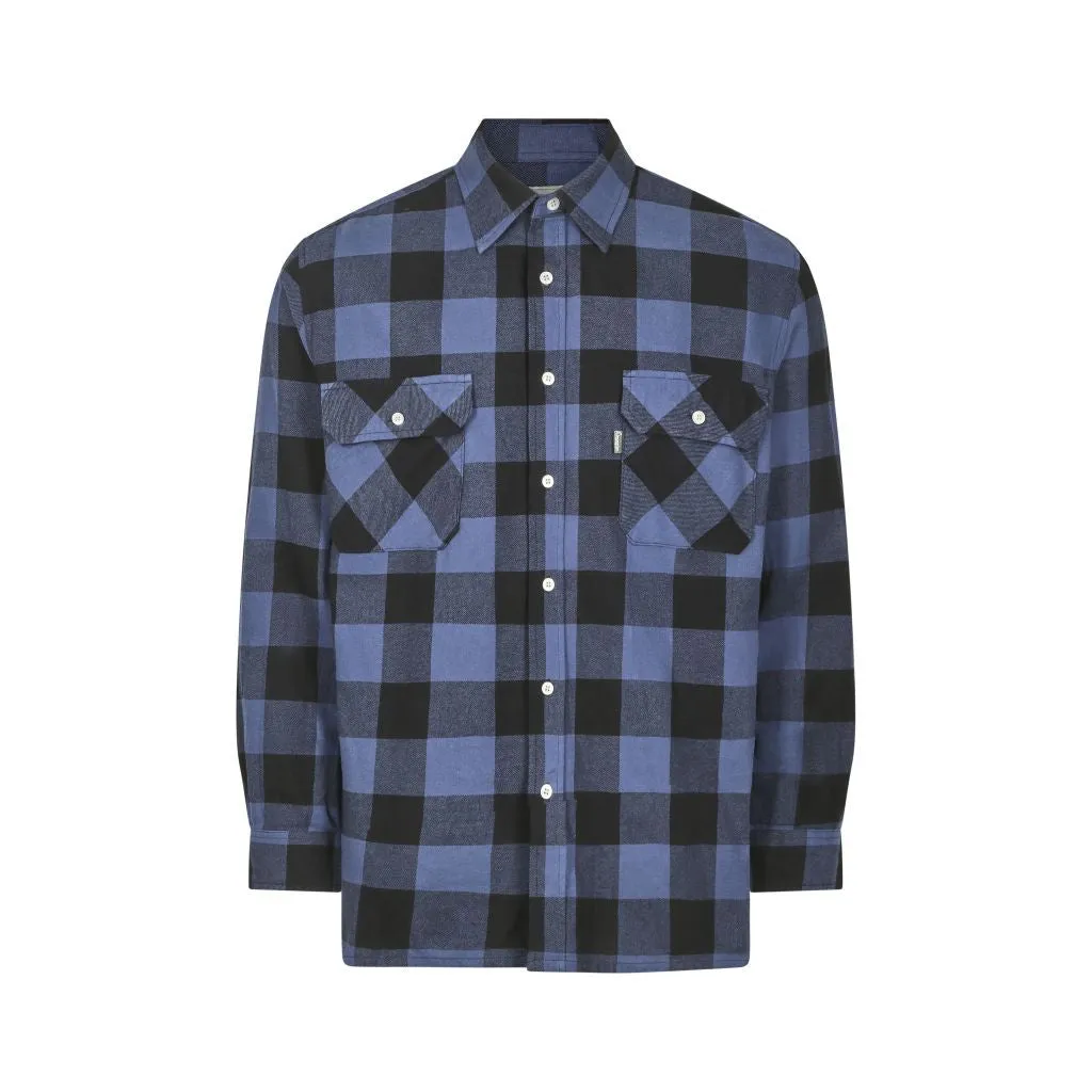 Champion Mens Arran 100% Cotton Yarn Dyed Flannel Check Shirt-BLUE