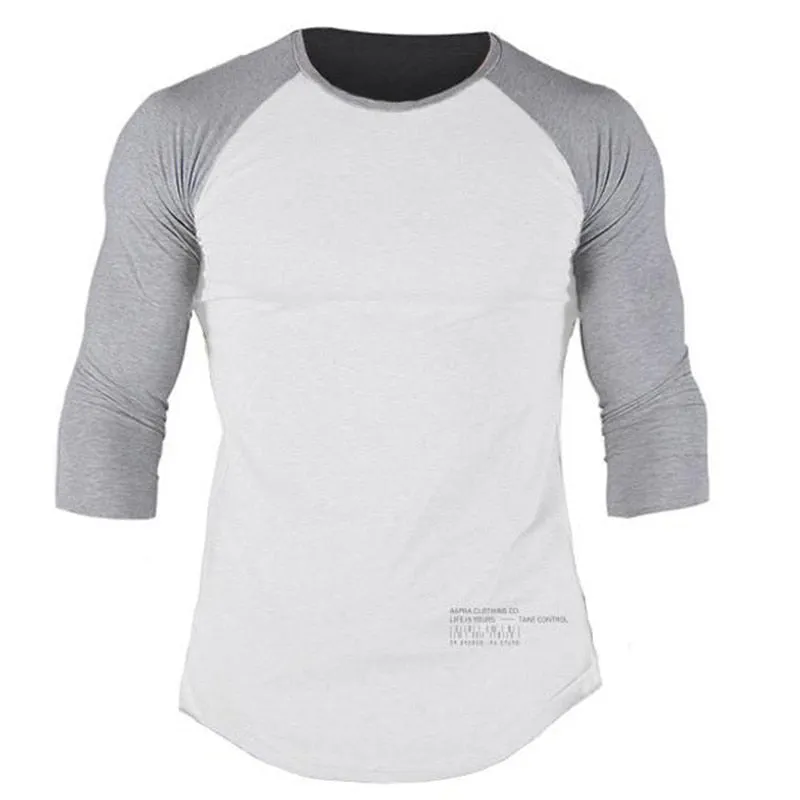 Cotton Long Sleeve Shirt Men Casual Skinny T-shirt Gym Fitness Bodybuilding Workout Tee Tops Male Crossfit Run Training Clothing