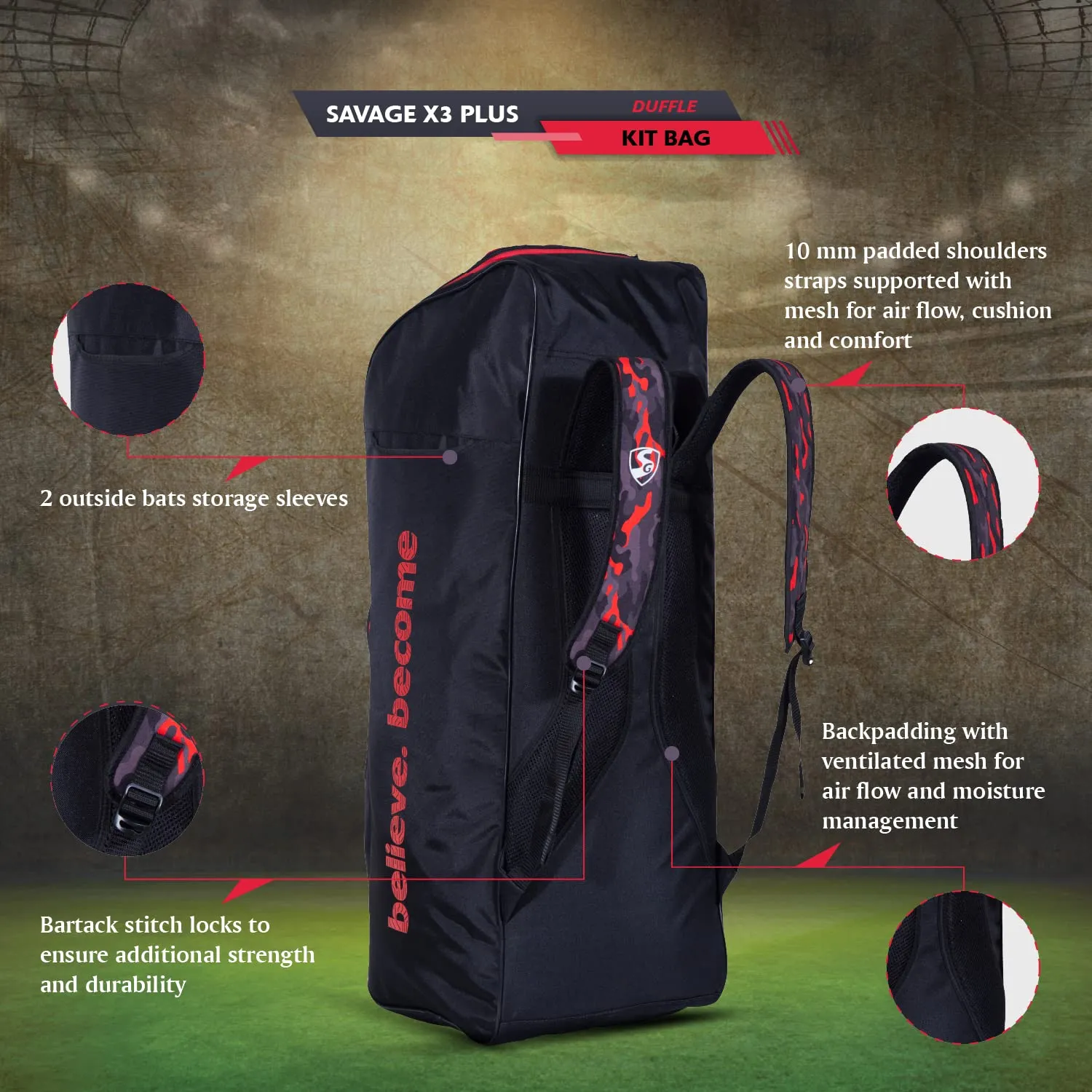 Cricket Kit Bag Savage X3 Plus Duffle