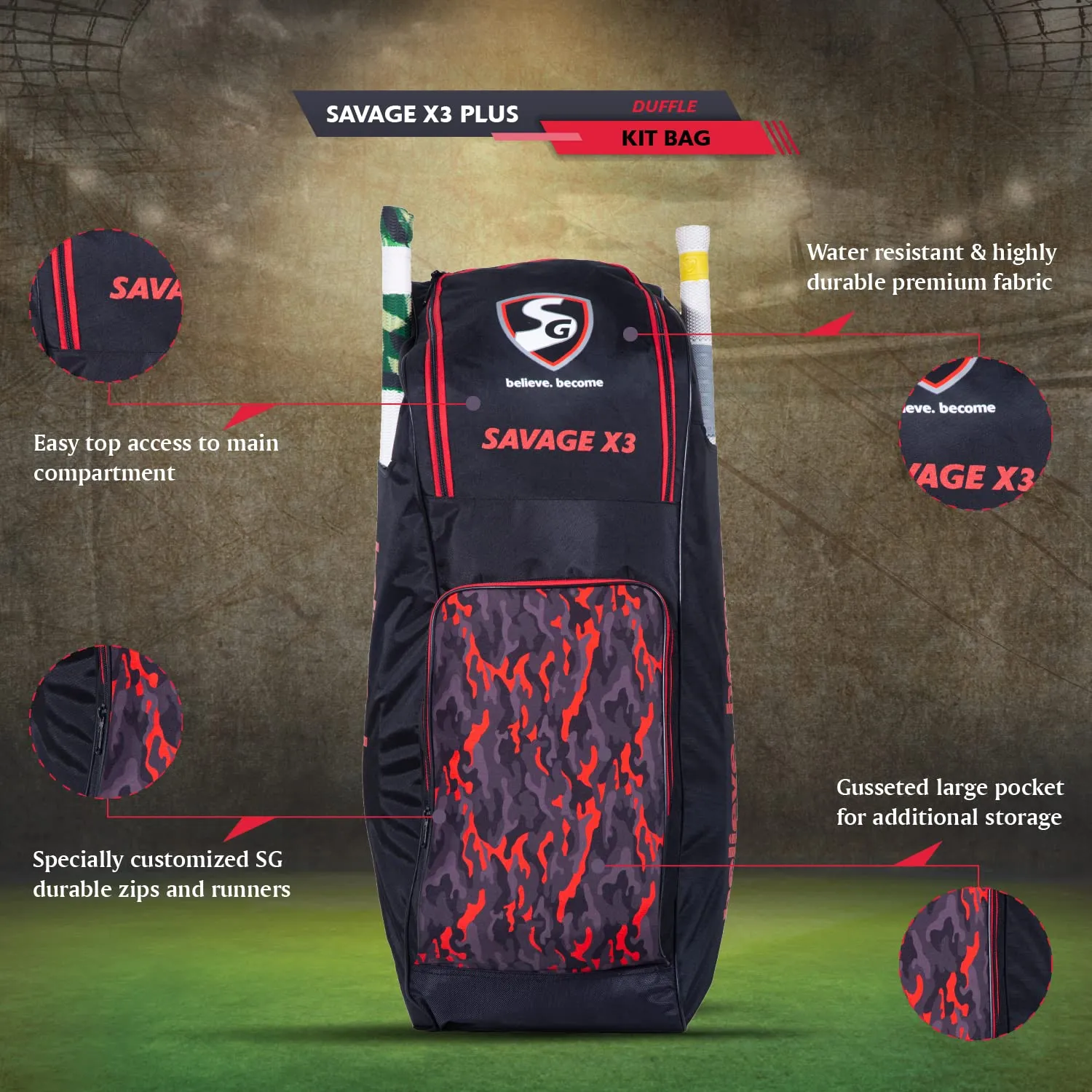 Cricket Kit Bag Savage X3 Plus Duffle