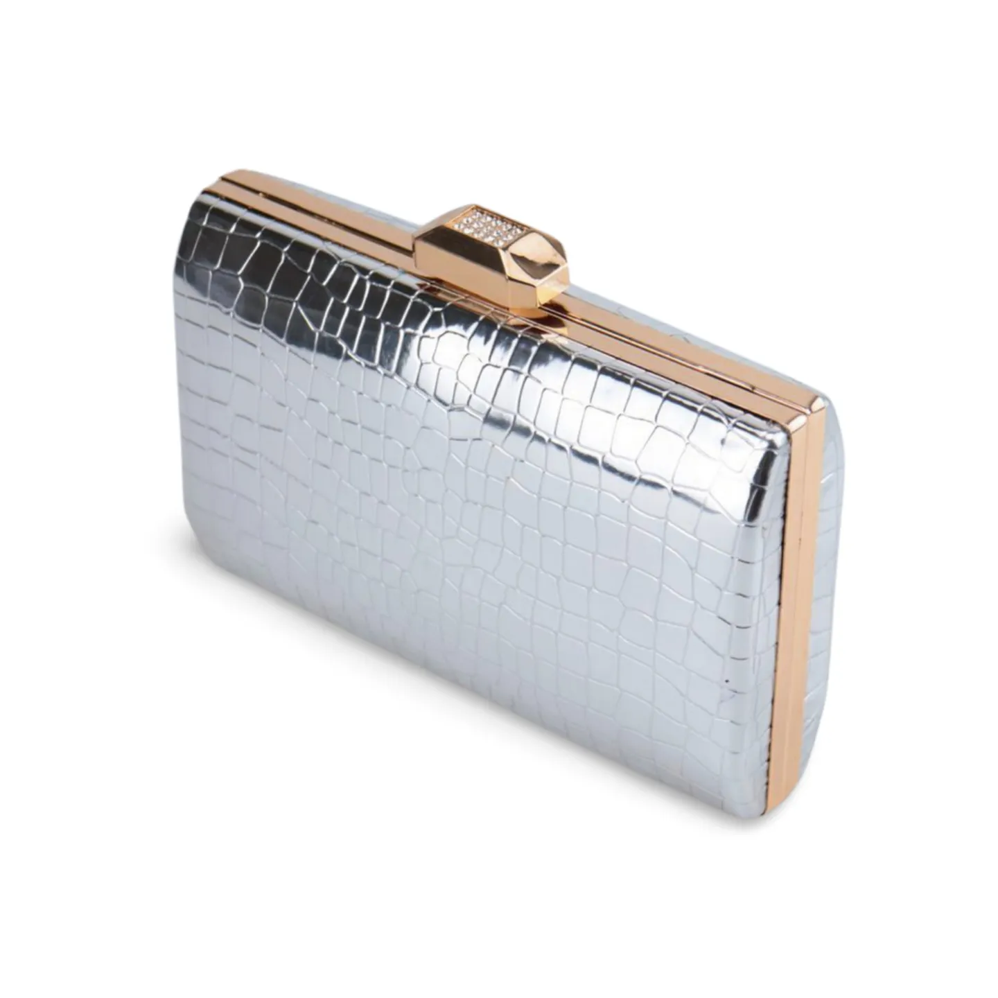 Croc Skin Textured Faux Leather Clutch Bag For Women