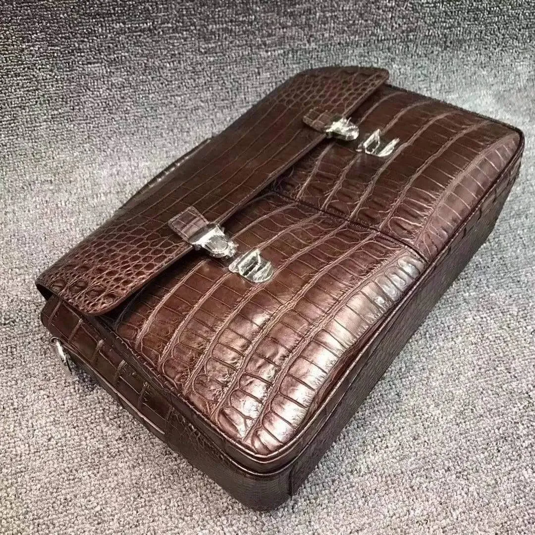 Crocodile Belly Leather Lock  Briefcase