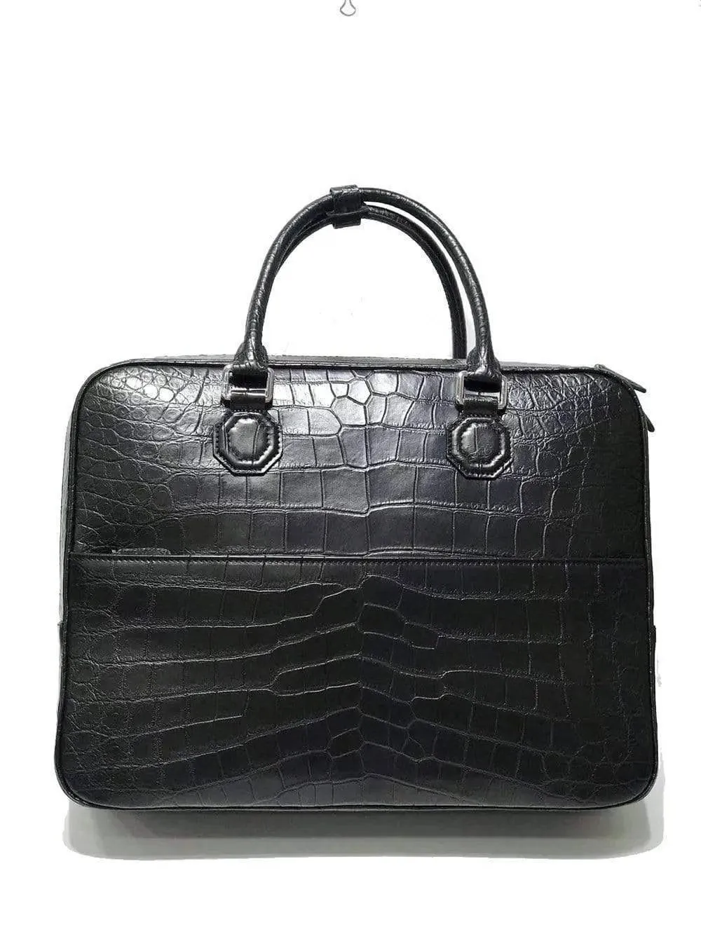 Crocodile Leather Briefcase,Large Crocodile Leather Business Bag