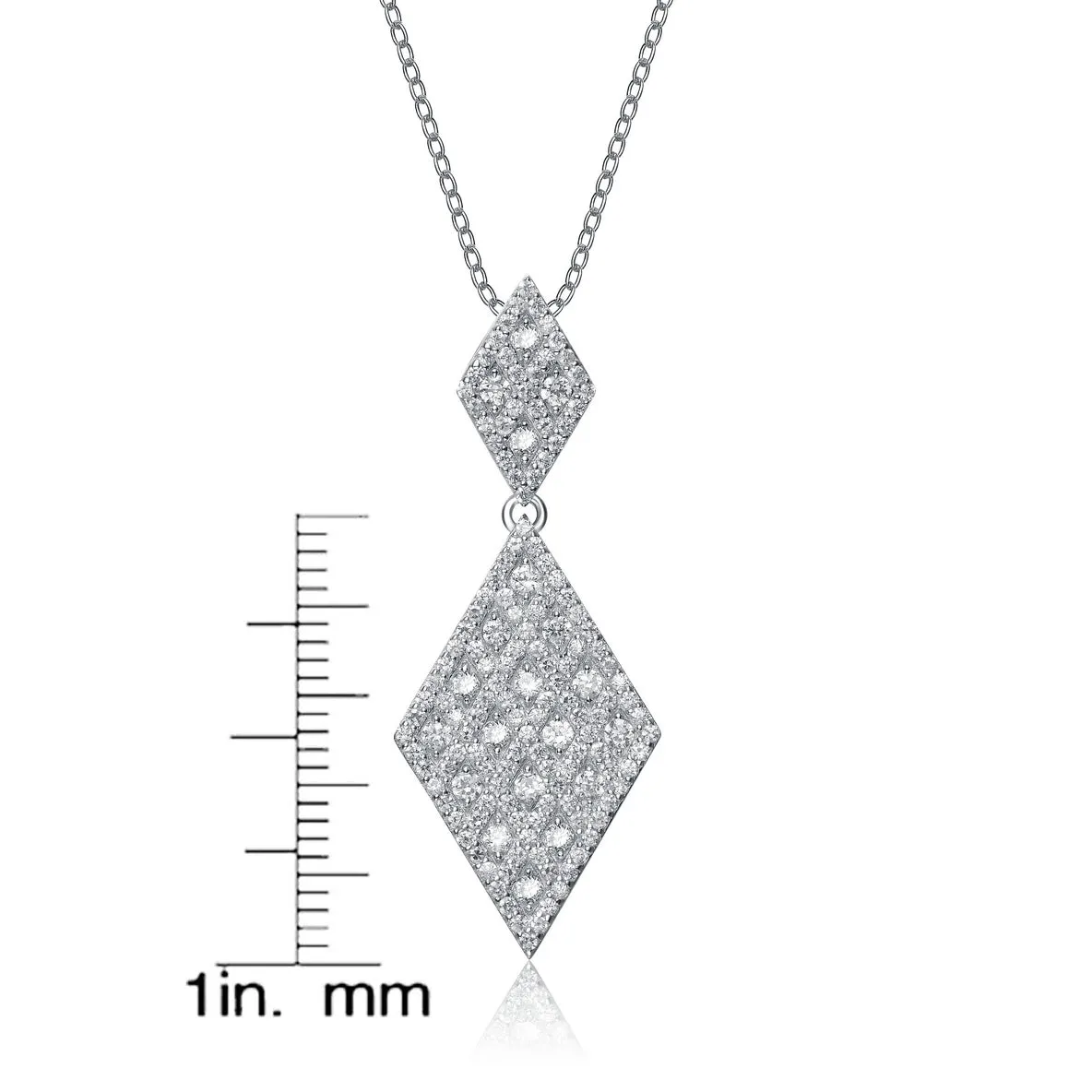 Cz .925 Sterling Silver Gold Plated Diamond Shape Drop Pendant