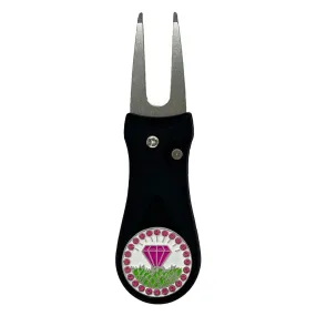 Diamond In The Rough (Pink) Golf Ball Marker With Colored Divot Repair Tool