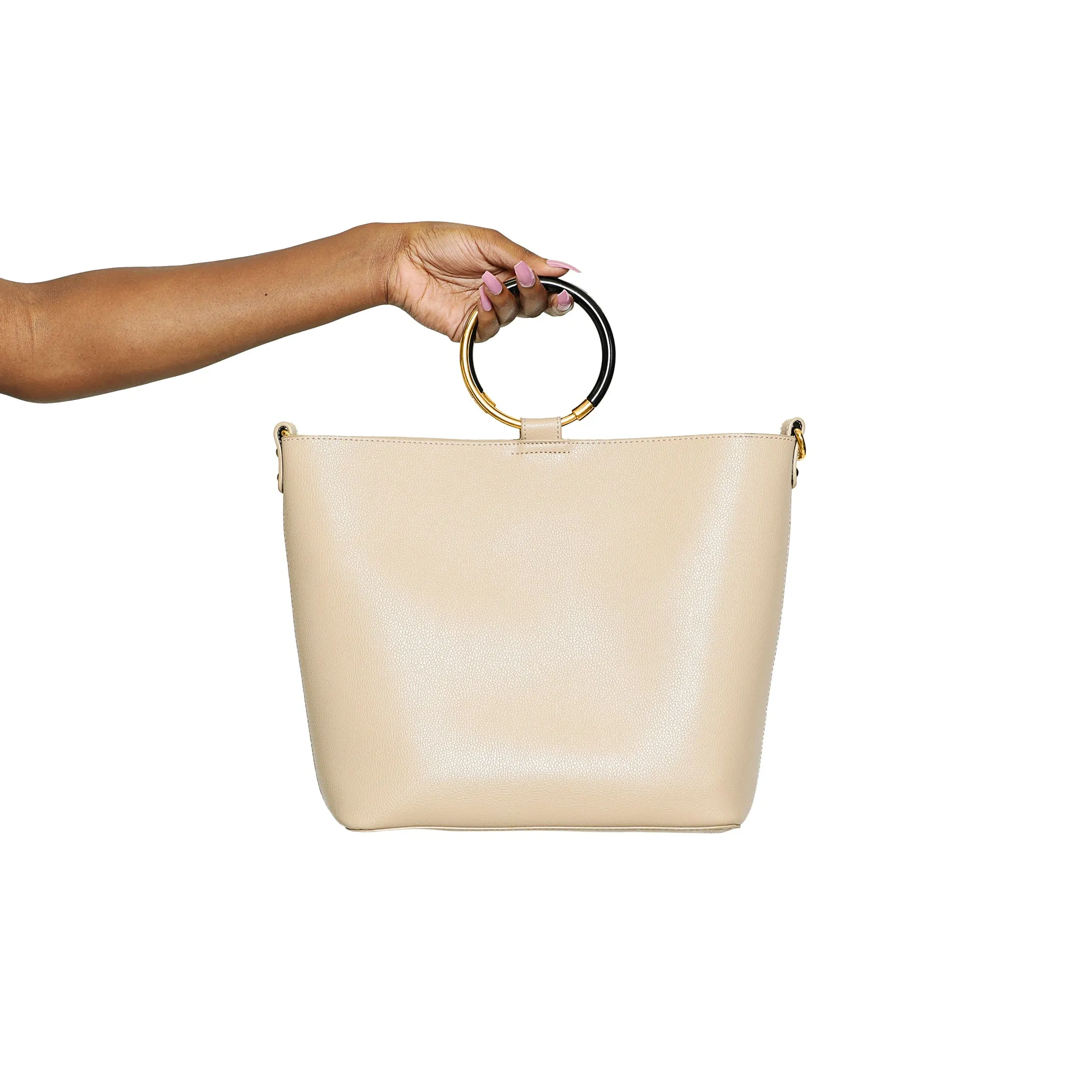 Double Ring Top Handle Handbag