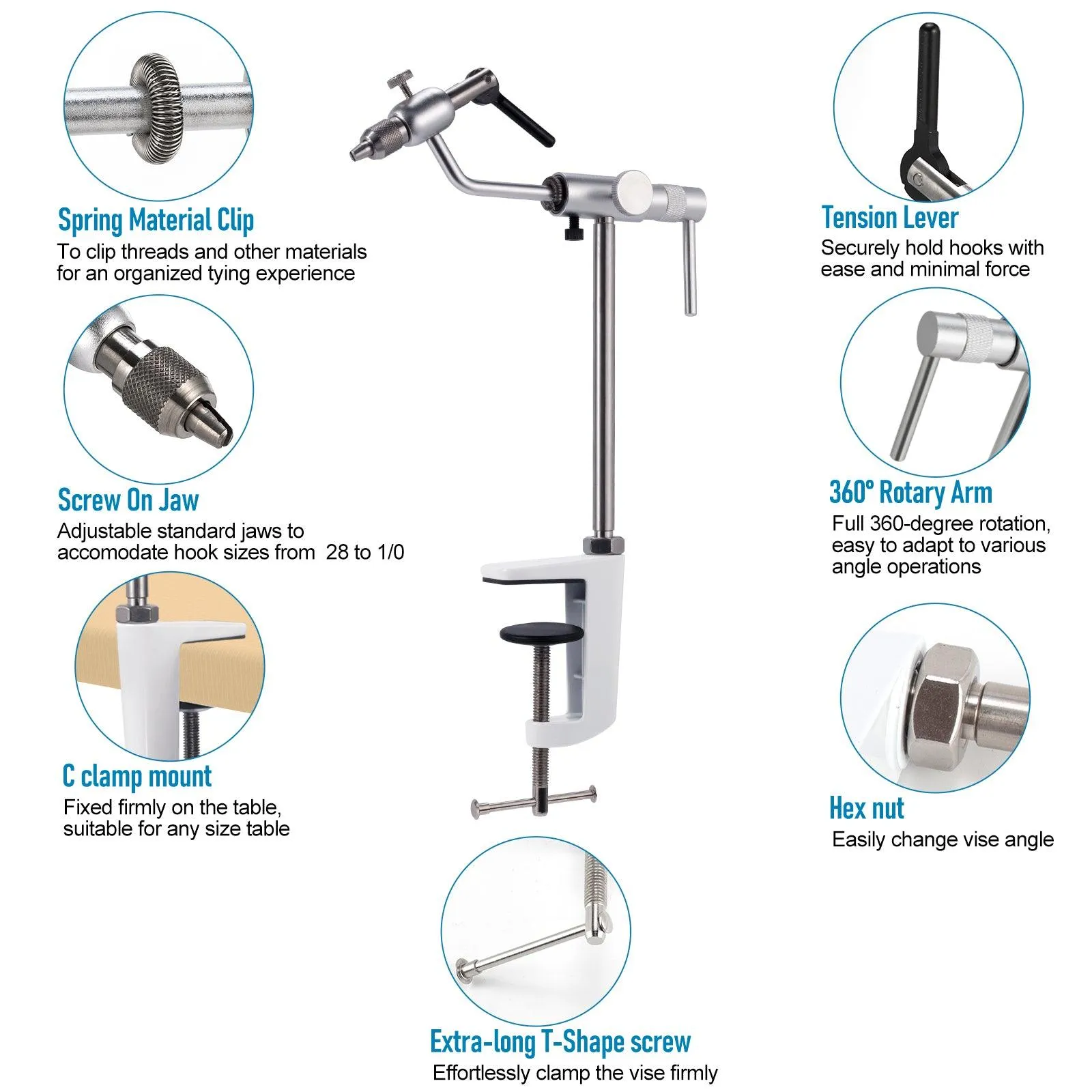 Dr.Fish Fly Tying Vise C-Clamp Mount