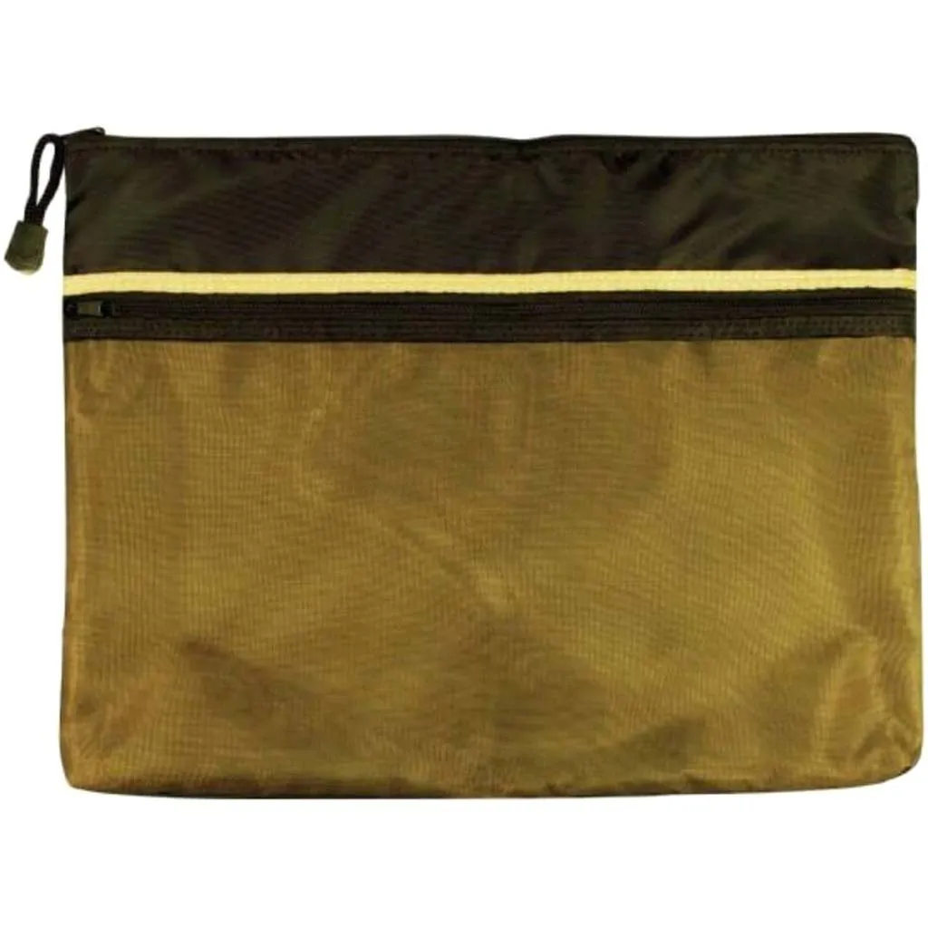 Dual Zippered Pocket Fabric Mesh Bag 10in x 13in