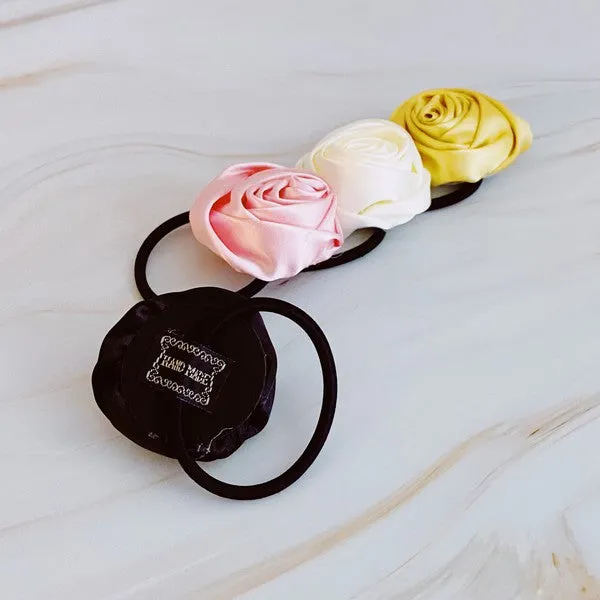 Ellison and Young Hand Picked Satin Rose Hair Tie Set of 4