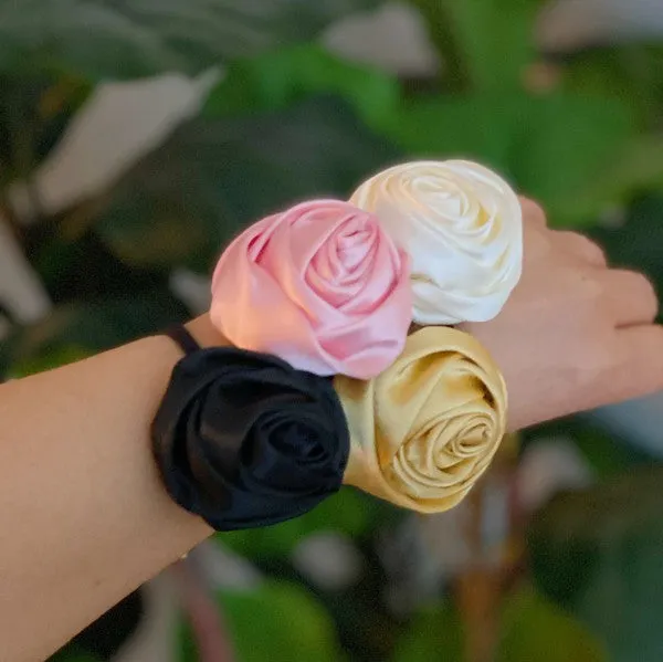 Ellison and Young Hand Picked Satin Rose Hair Tie Set of 4