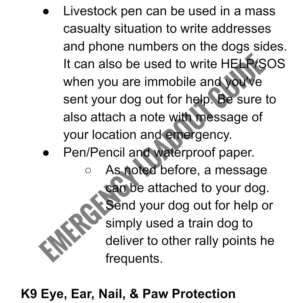 Emergency Loadout Guide - K9 Survival Kit [PDF]