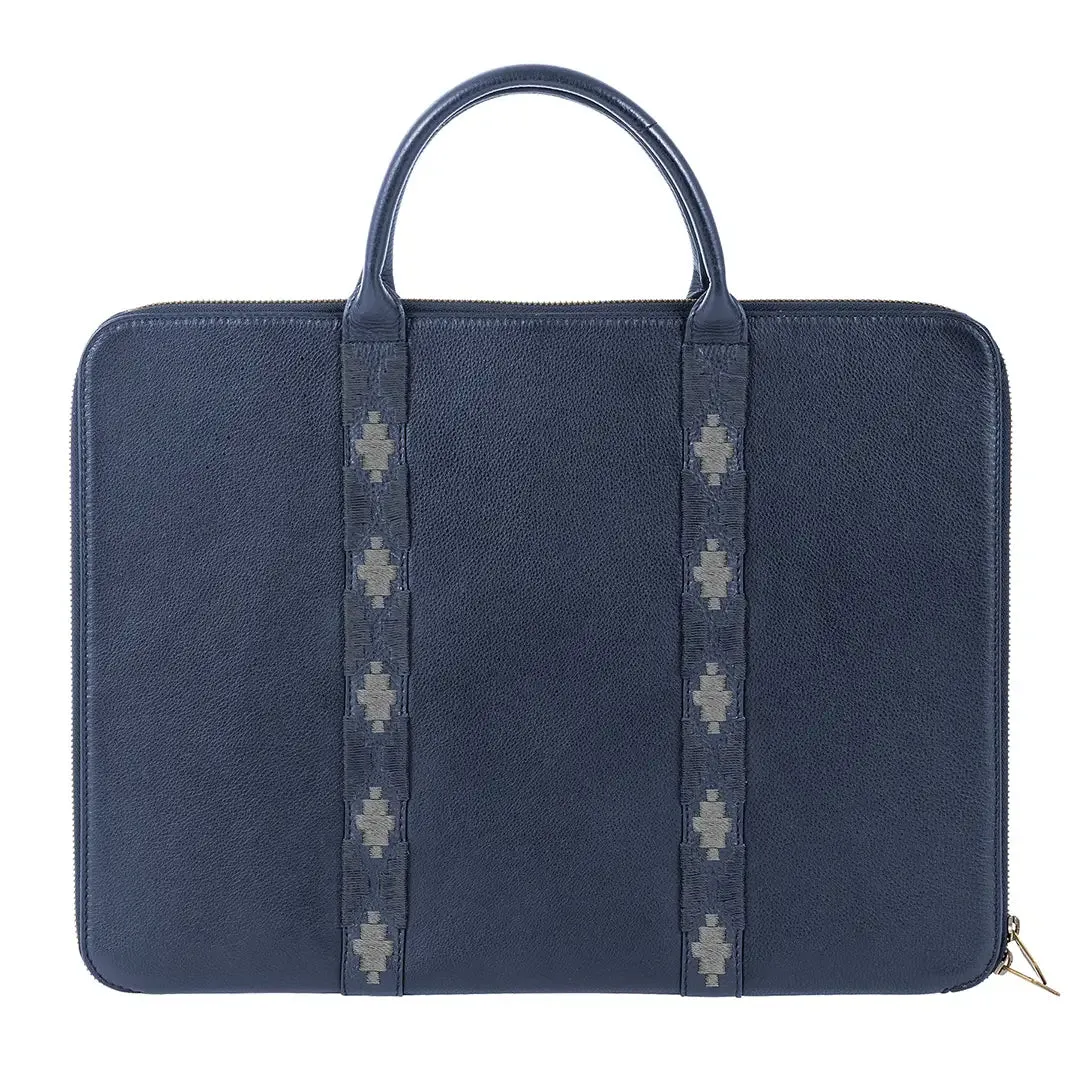 Empresario Briefcase - Navy Leather by Pampeano