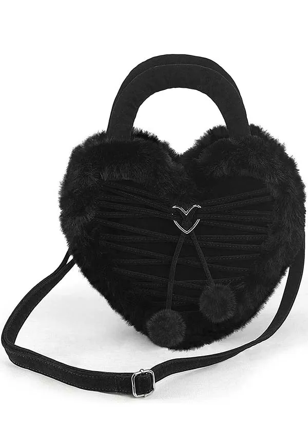 Faux Fur [Black] Heart-Shaped | PURSE [PREORDER]