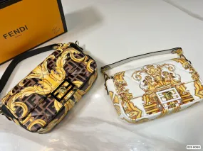 FF142 Fendi x Versace Leather Baguette Bag / 10.2x5.5x1.5inch