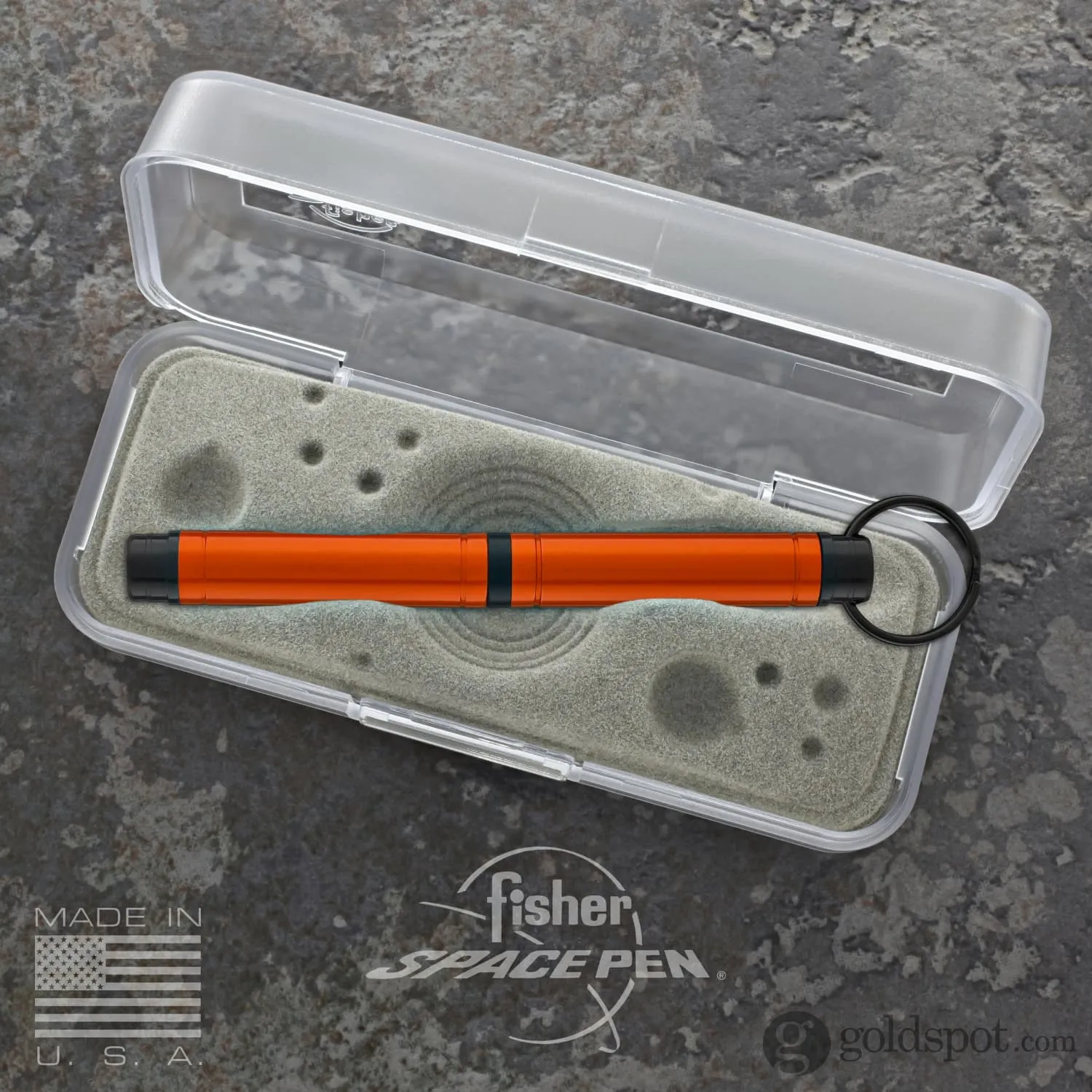 Fisher Space Pen Backpacker Ballpoint Pen in Orange Anodized Aluminum with Key Chain