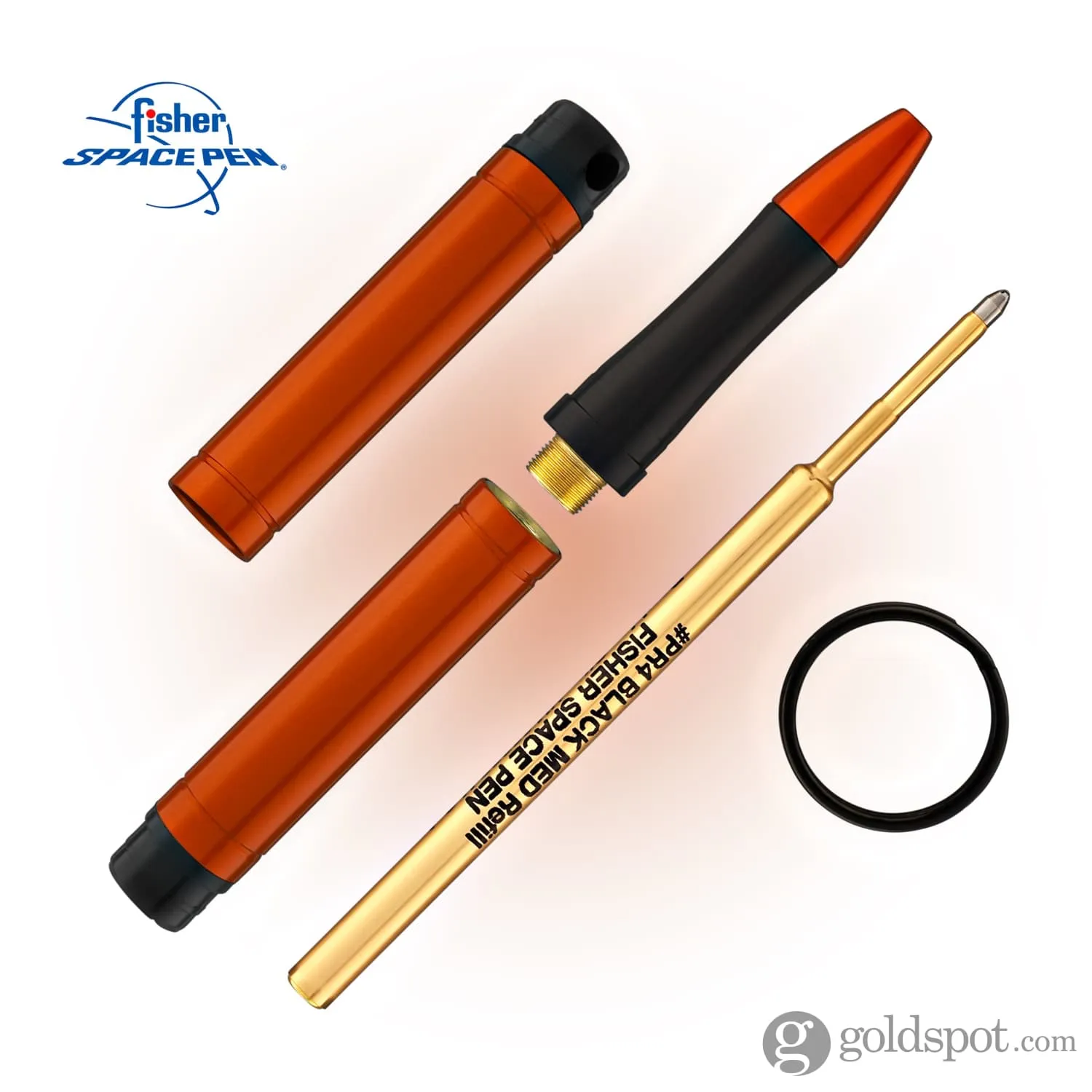 Fisher Space Pen Backpacker Ballpoint Pen in Orange Anodized Aluminum with Key Chain