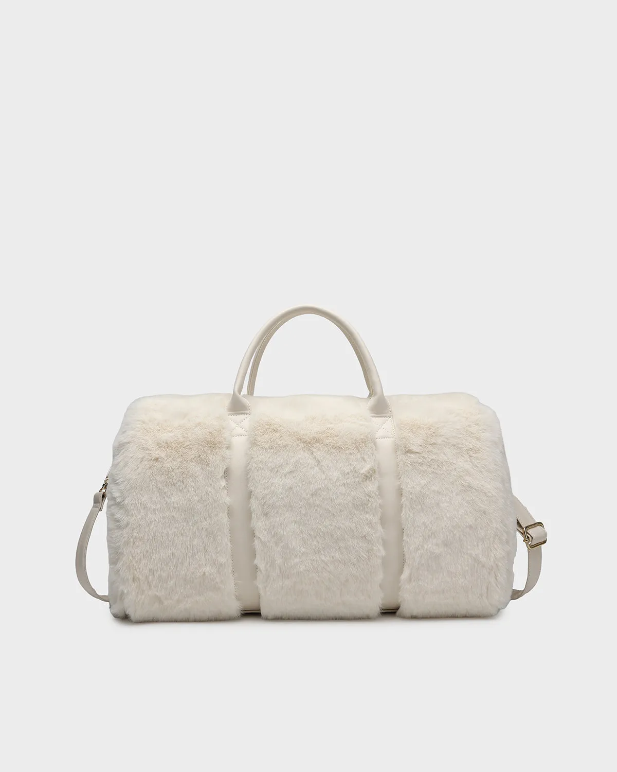 Fuzzy Weekender Duffle Bag in White