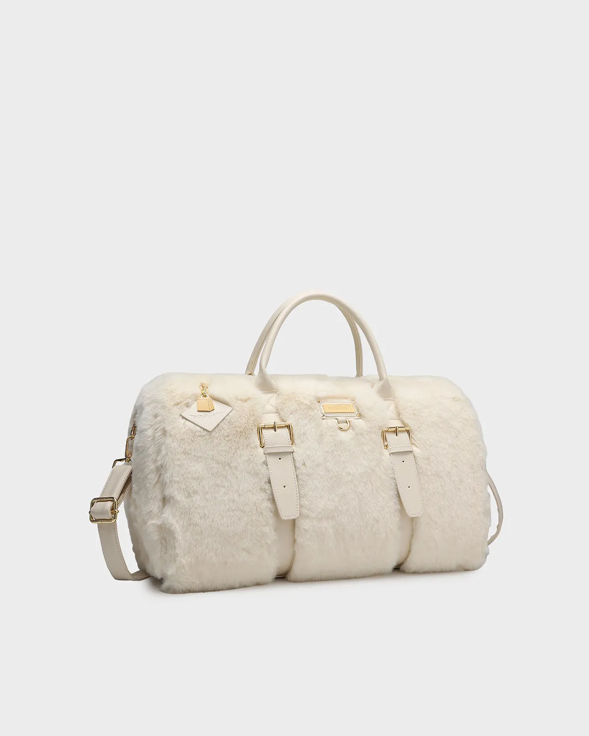 Fuzzy Weekender Duffle Bag in White