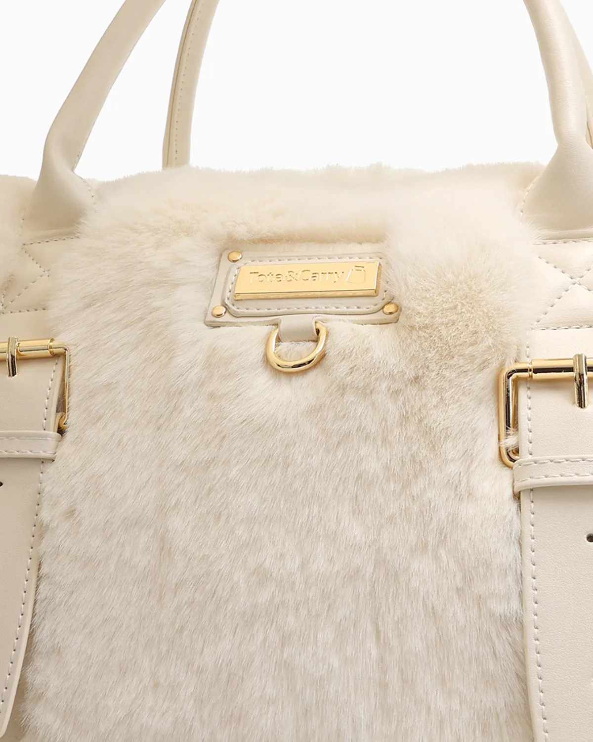 Fuzzy Weekender Duffle Bag in White