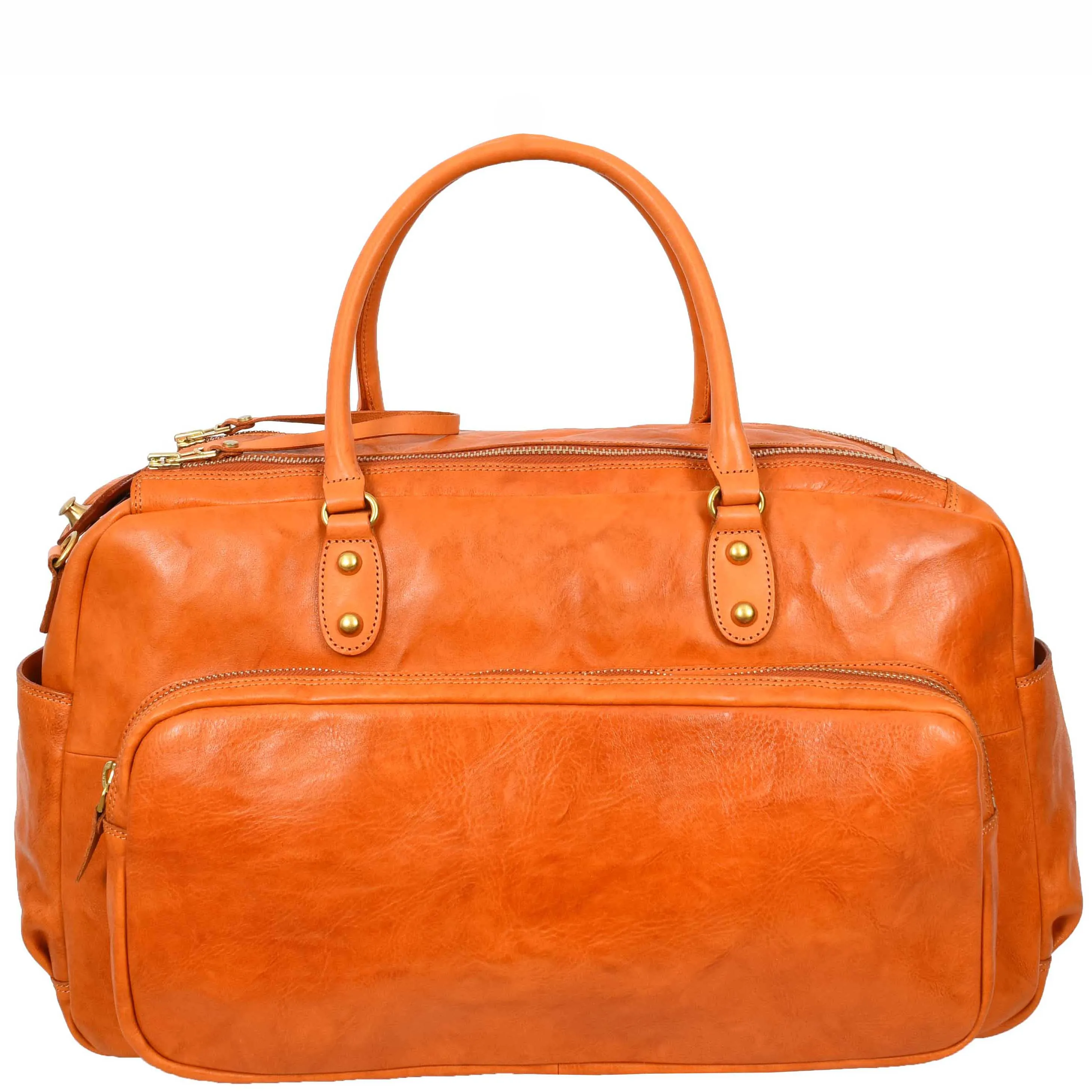 Genuine Leather Large Size Holdall Travel Duffle Bag HOL716 Tan