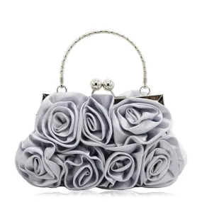 Gray Flower Clutch