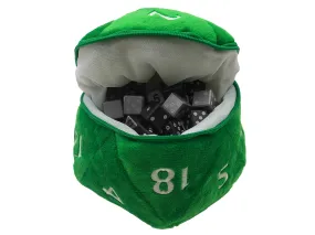 Green D20 Plush Dice Bag (6.5") | Zippered Dice Storage | UltraPro