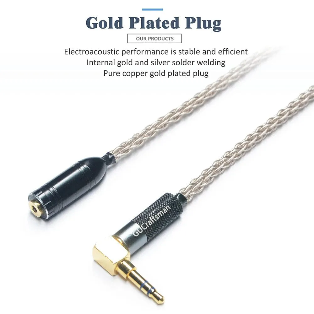 GUCraftsman 6N Silver 8-Core IE800 IE800s HiFi 2.5mm/4.4mm Balance Headphone Upgrade Cable