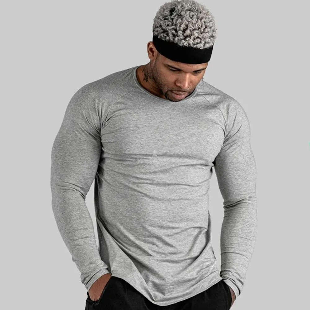 Gym Fitness T-shirt Men Casual Long Sleeve Cotton Shirt Male Camouflage Tee Tops Autumn Running Sport Workout Clothes Apparel