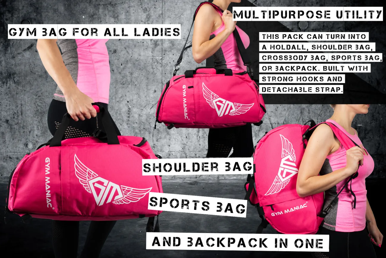 Gym Maniac Gm 3-Way Gym Bag - Pink