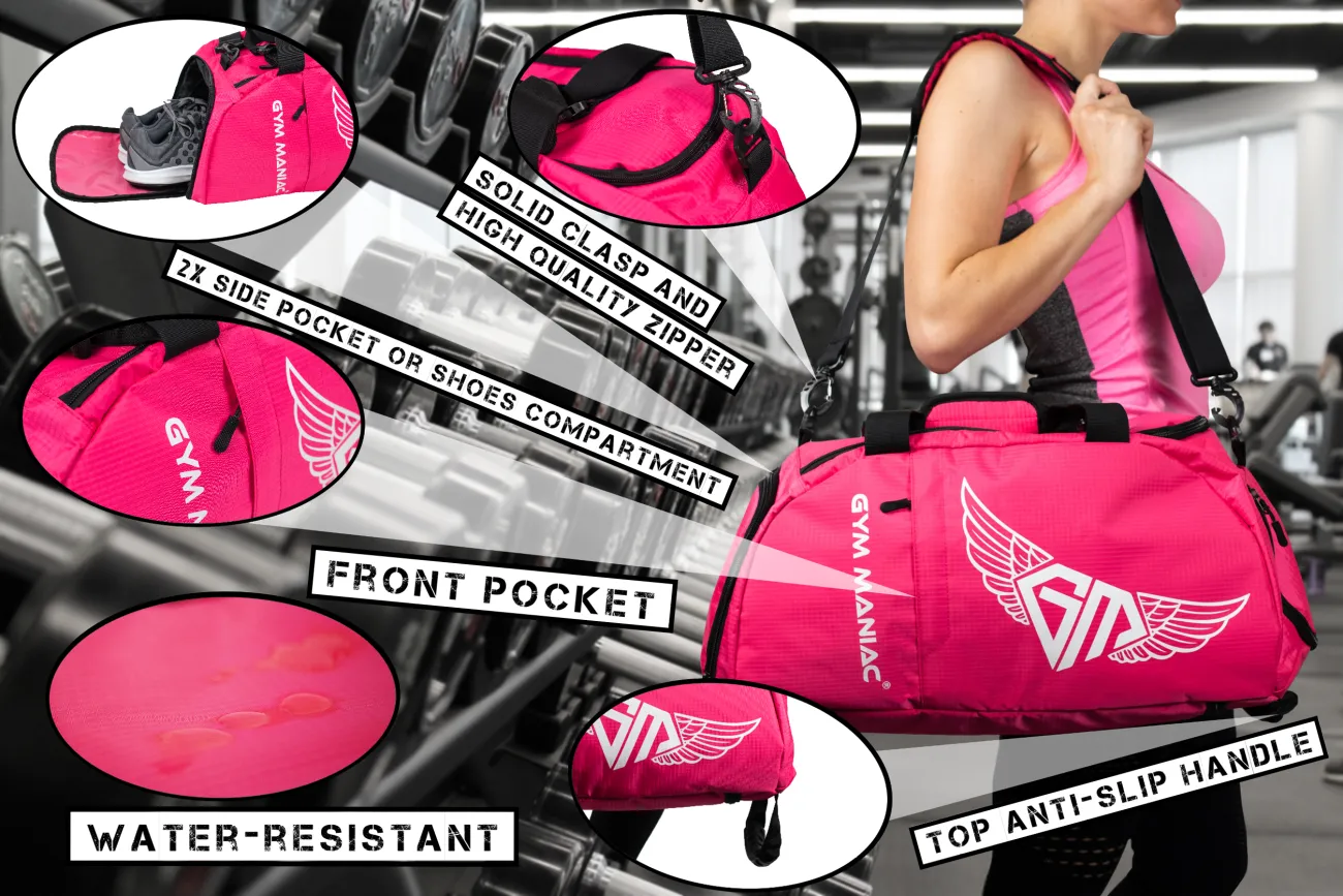 Gym Maniac Gm 3-Way Gym Bag - Pink