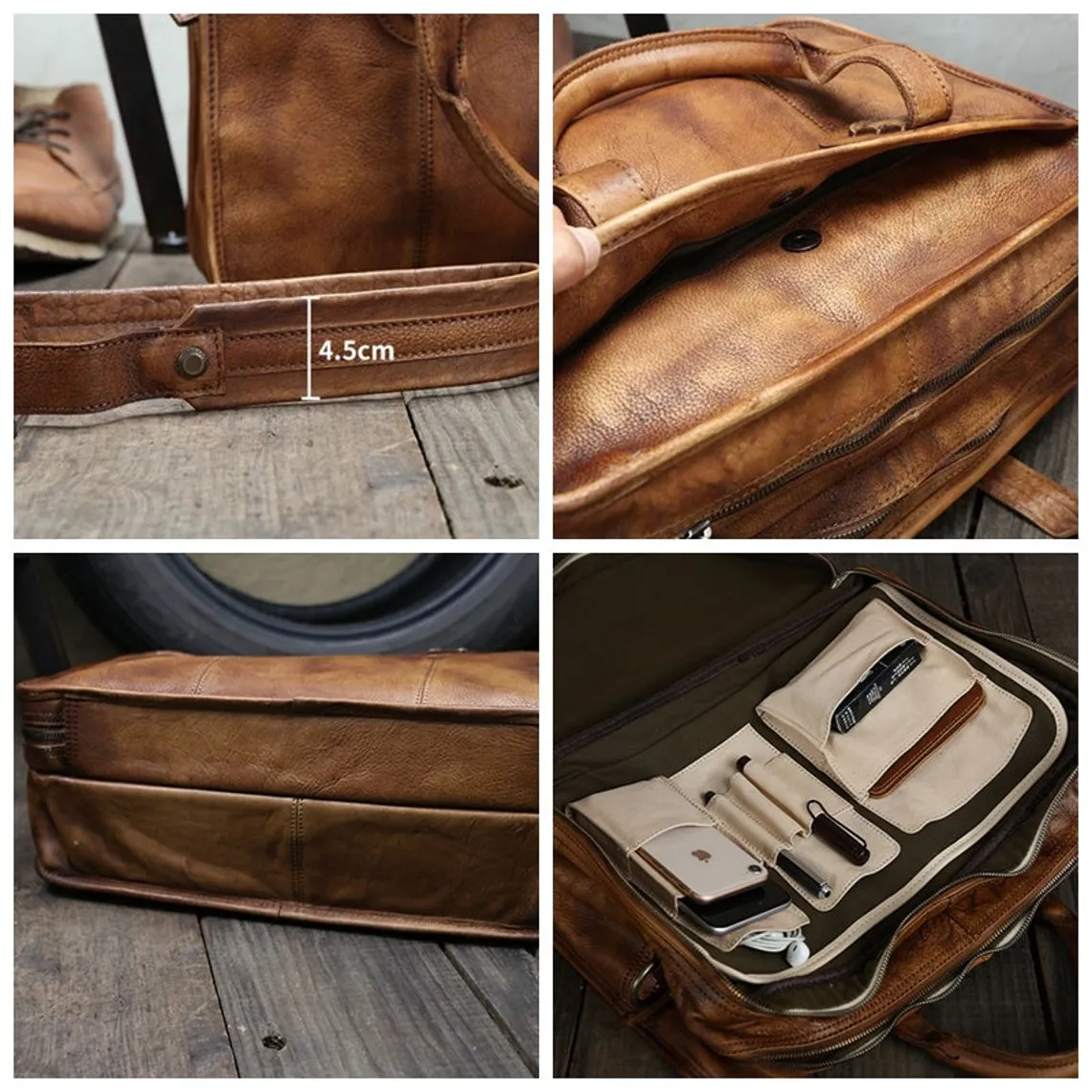 Handmade 15'' Laptop Bag, Leather Briefcase Men, Leather Crossbody Bag, Messenger Bag, Leather Portfolio