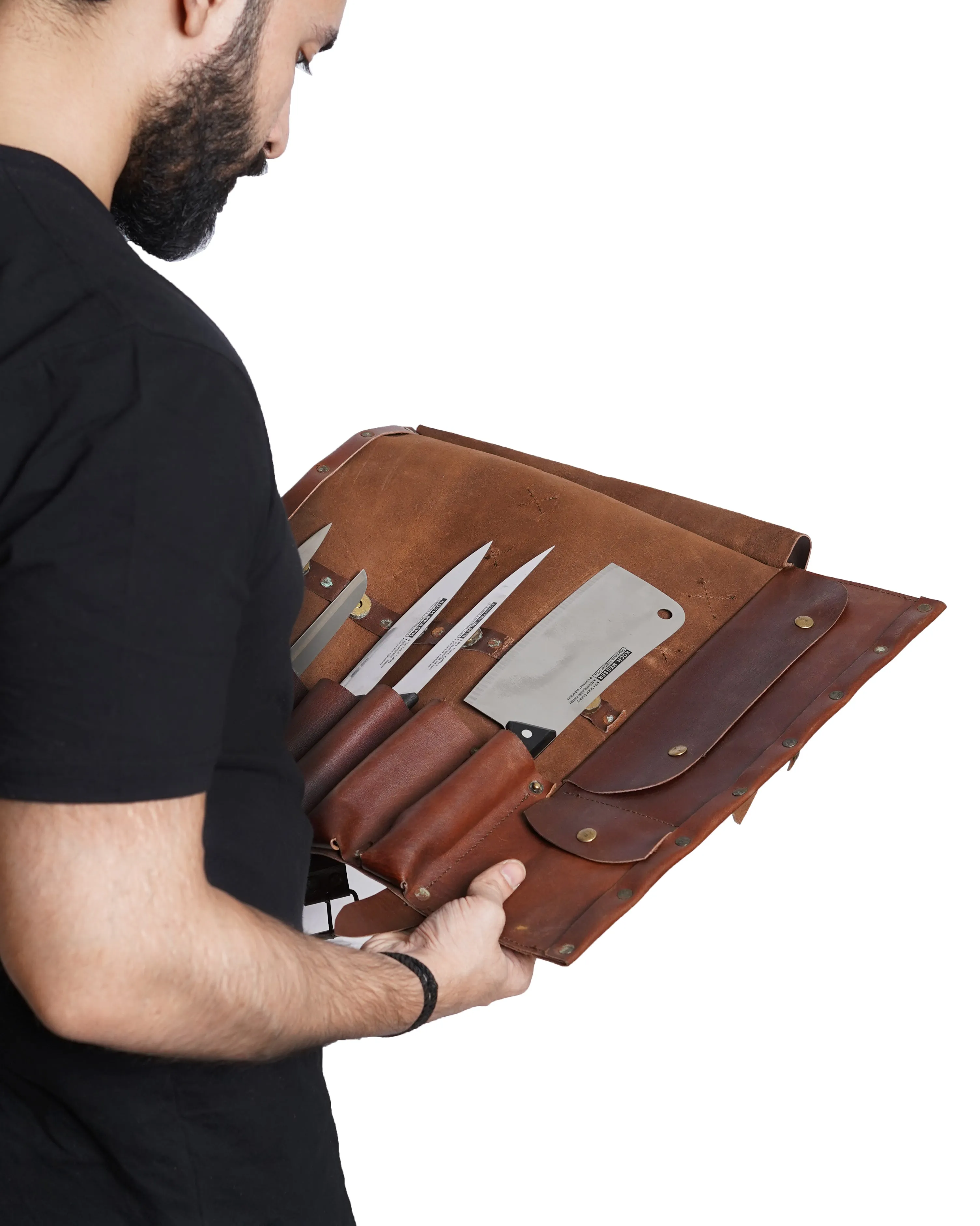 High-Quality Genuine Leather Knife Roll for Professional Chefs