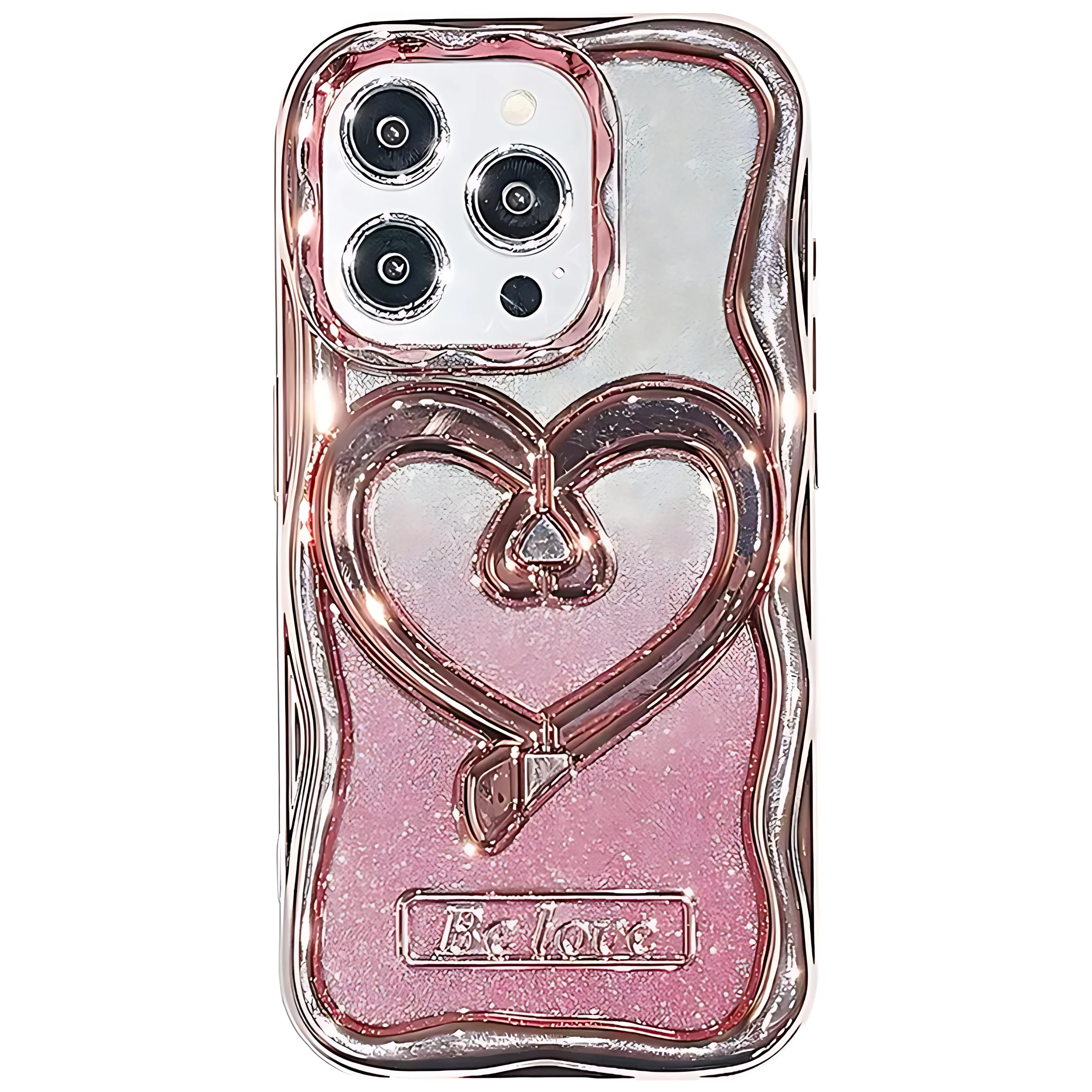 Hollow Heart Shape 3D Glitter Bracket Holder Case