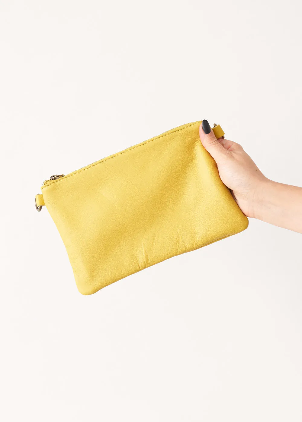 JODY LEATHER CLUTCH BAG - ACID YELLOW