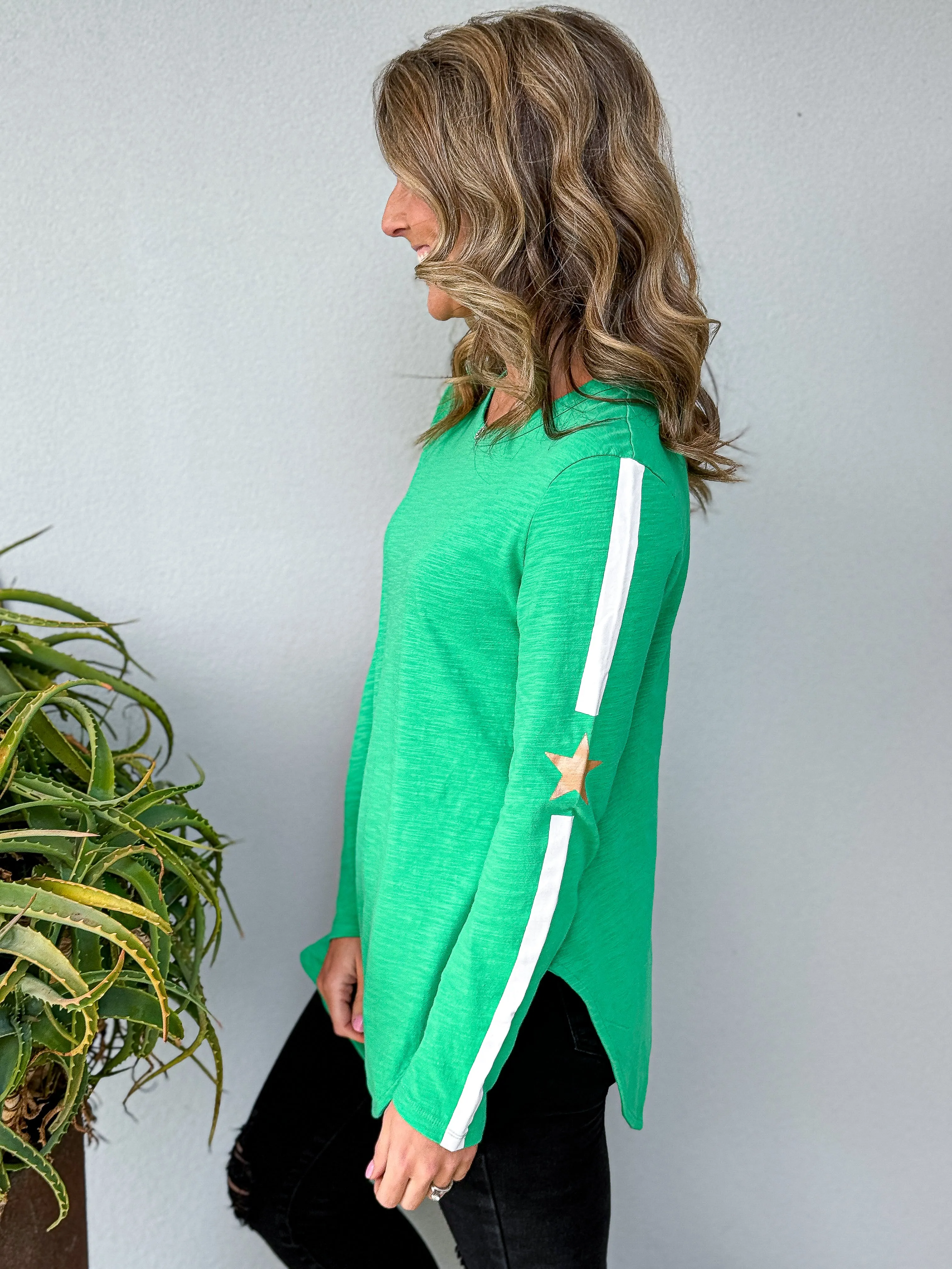 Junee Banded Star Sleeve L/S Tee - Nephrite