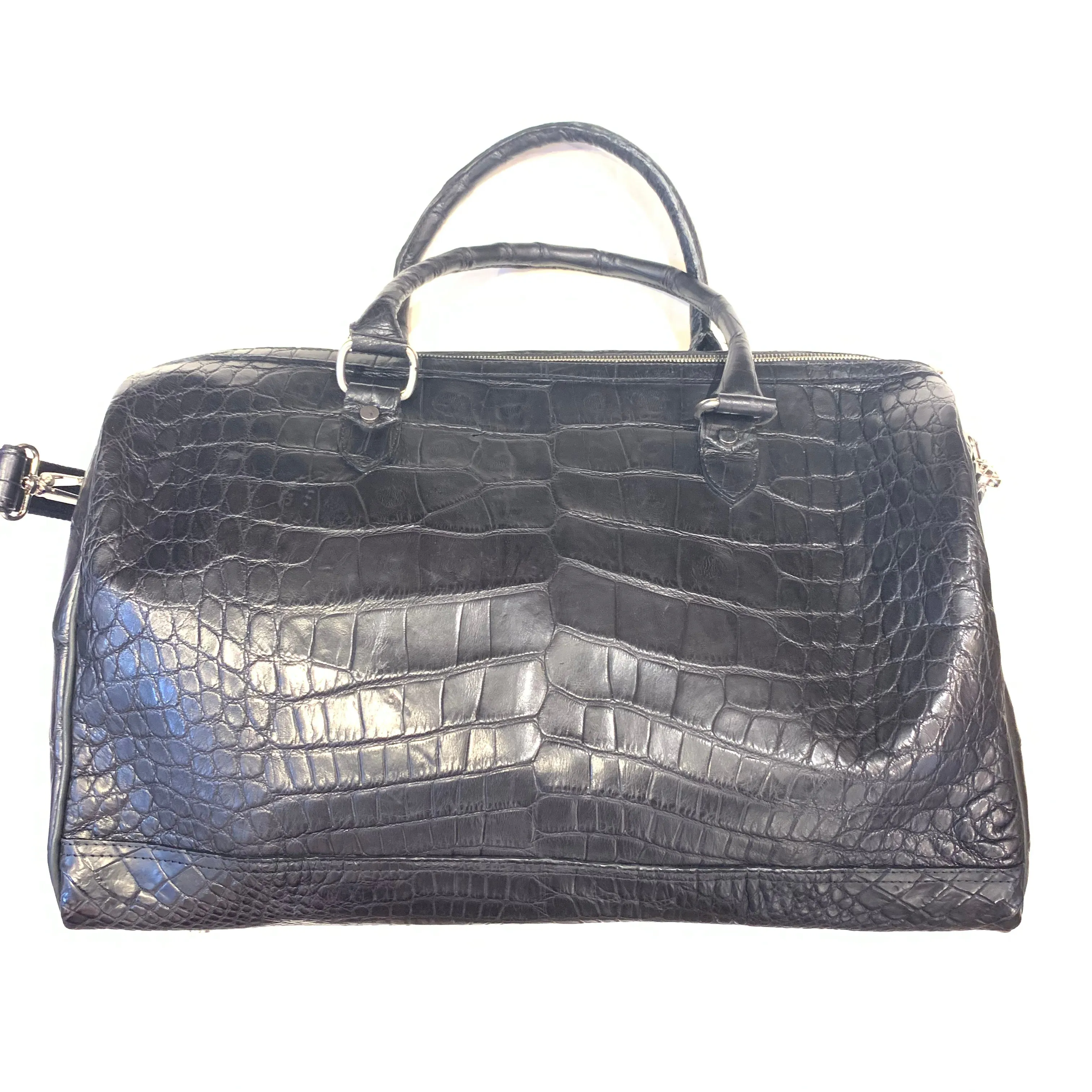 Kashani Black Full Skin Alligator Body Duffle Bag