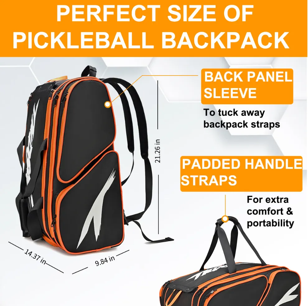 Large Capacity Gym & Sports Backpack – Perfect for Pickleball, Tennis, Camping & Hiking| 61-P2439