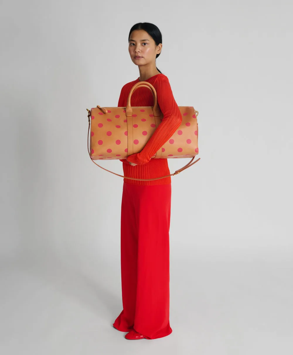 Large Duffle - Cammello / Red Polka Dot