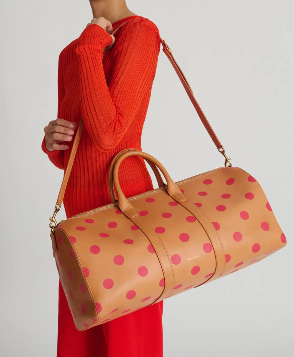 Large Duffle - Cammello / Red Polka Dot