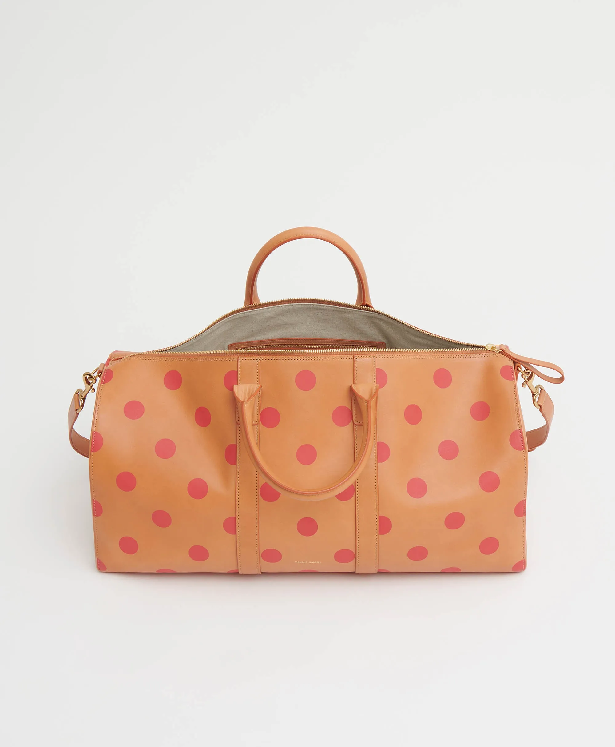 Large Duffle - Cammello / Red Polka Dot