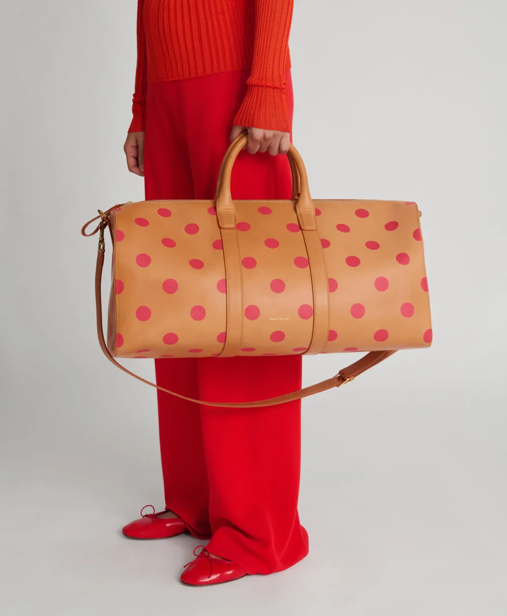 Large Duffle - Cammello / Red Polka Dot