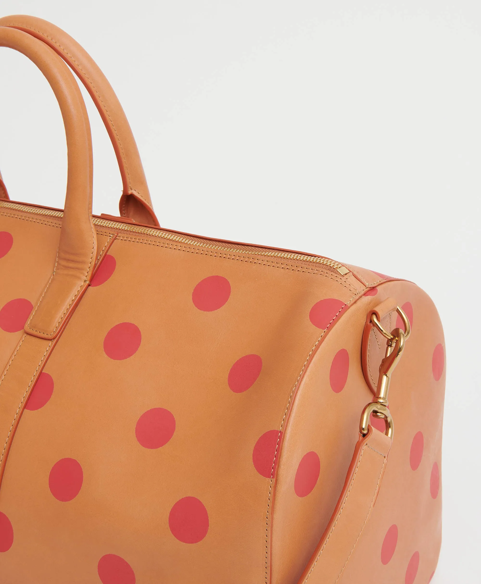 Large Duffle - Cammello / Red Polka Dot