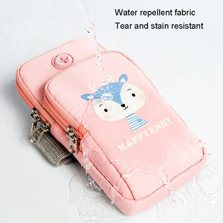 Large Running Mobile Phone Arm Bag Cartoon Mobile Phone Bag(Black Girl)