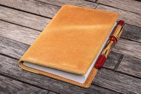 Leather Slim A6 Notebook / Planner Cover - Crazy Horse Honey Ochre