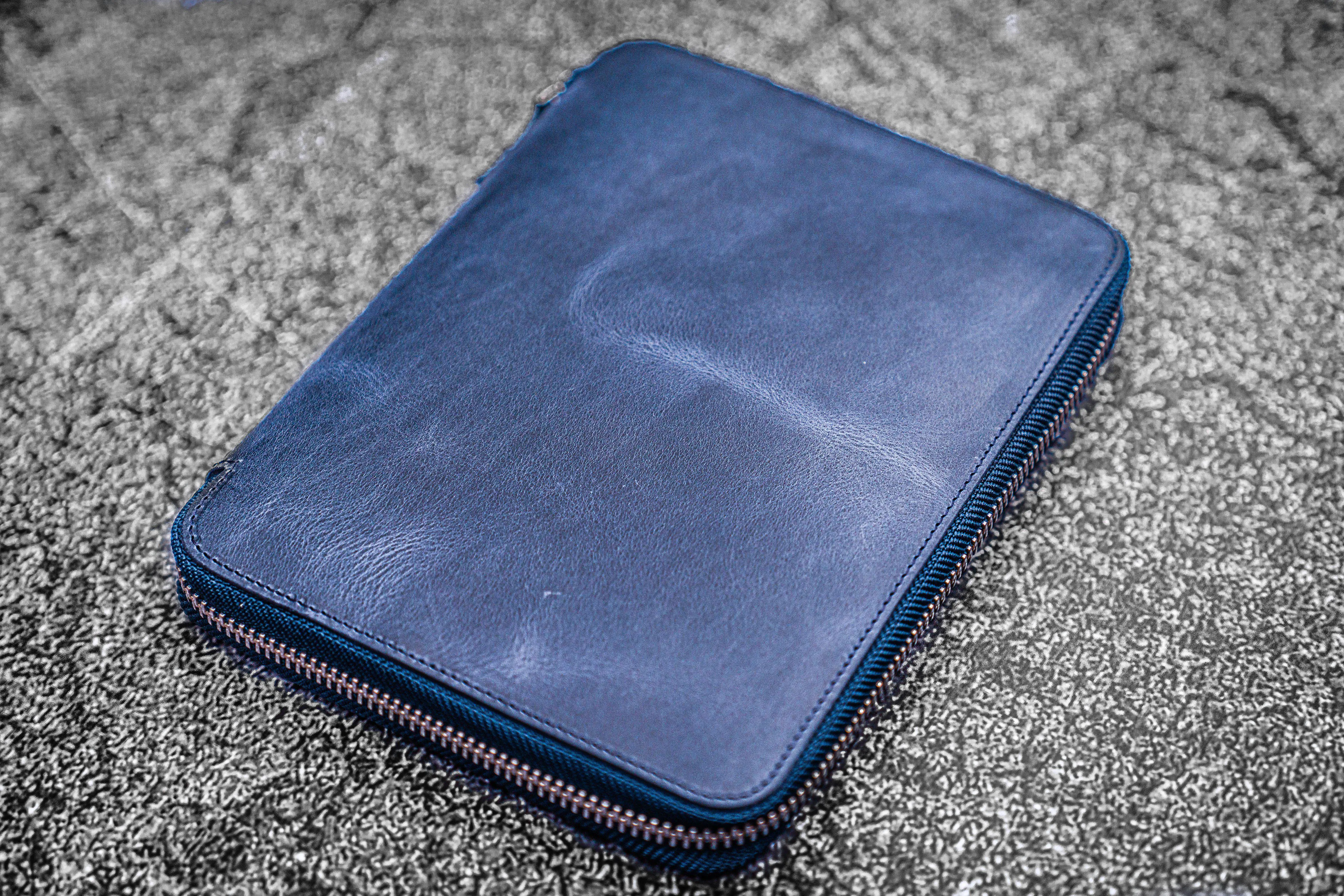 Leather Zippered A5 Leuchtturm1917  Notebook Folio - Crazy Horse Navy Blue