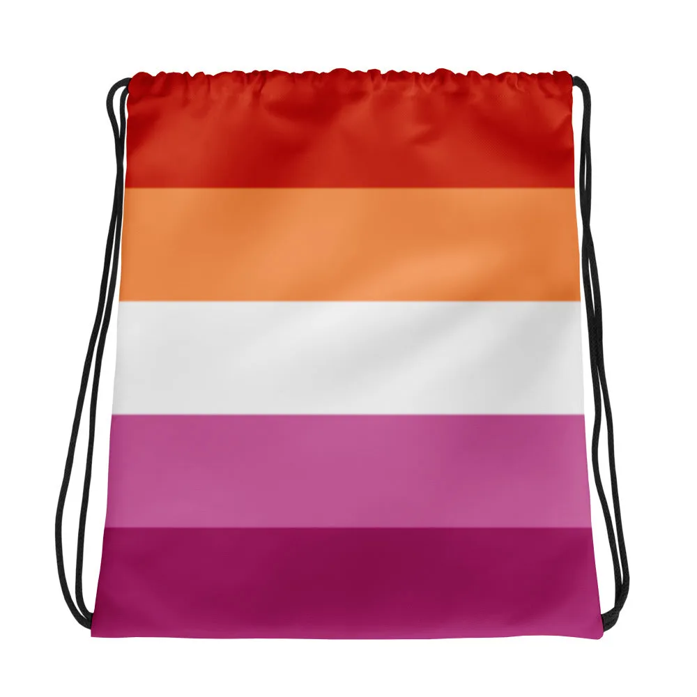 Lesbian Pride Flag Drawstring Bag