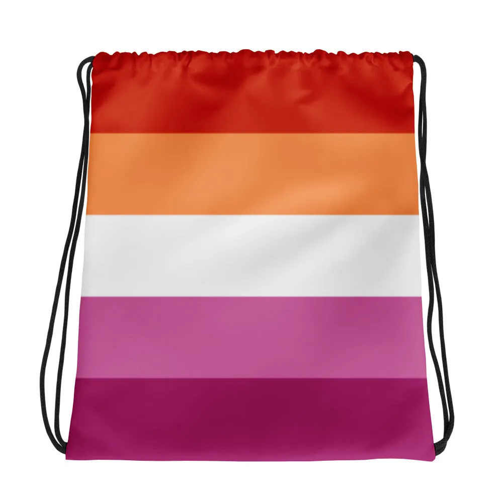 Lesbian Pride Flag Drawstring Bag