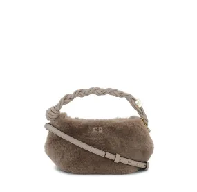 Light Grey Fluffy Mini Bou Bag in Oyster Grey Polyester Women's