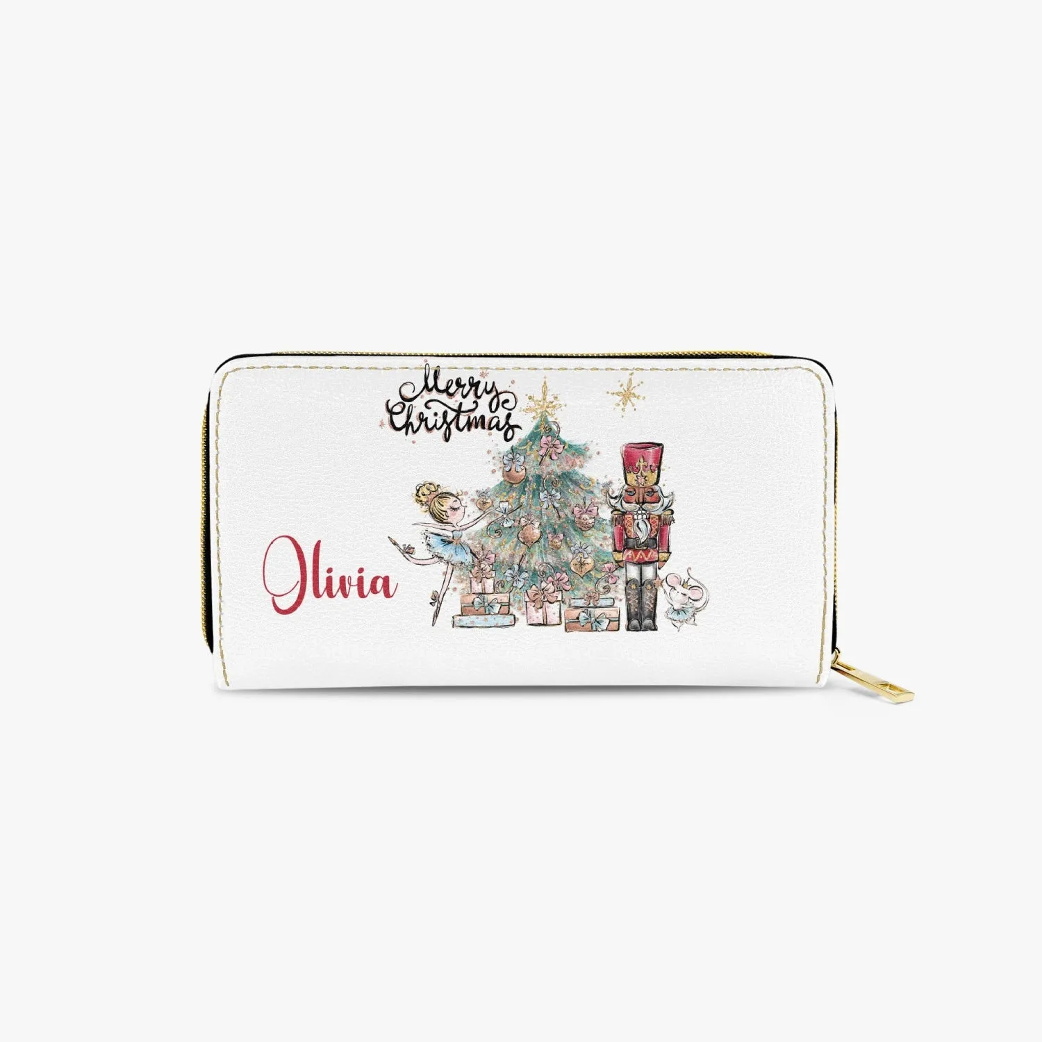 Long Type Zipper Purse, Christmas, Nutcracker and Sugar Plum Fairy, Personalised